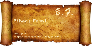 Bihary Fanni névjegykártya